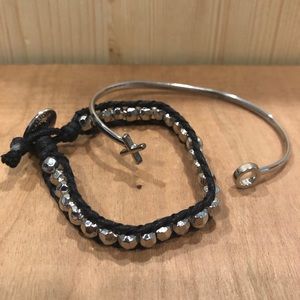 Bracelet Arm Party Set lot: XO cuff + metal Beaded